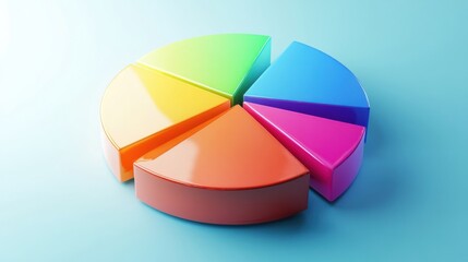 a colorful pie chart on a blue surface