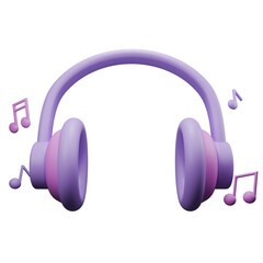 3d icon render a beautiful purple headphones