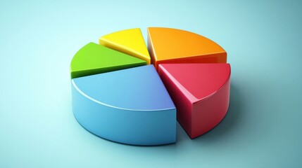 a colorful pie chart on a blue surface