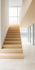 Obraz premium Modern staircase in a bright open space with natural light and minimalist design
