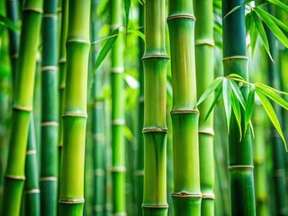 Obraz premium Close-up Detailed Texture of Lush Green Bamboo Stalks - Nature Stock Photo