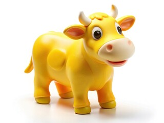 Cute Cow Rubber Toy Isolated on White Background - Perfect for Children's Product Photography