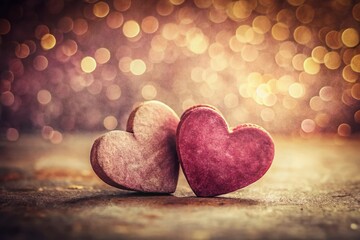 Fototapeta premium Vintage Valentine's Day: Unpaired Hearts, Retro Romance, Antique Photo Style