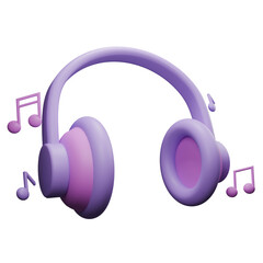 3d icon render a kawaii purple headphones