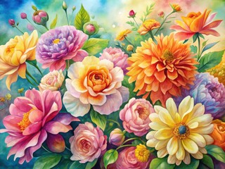 Fototapeta premium Watercolor Flowers, Floral Painting, Botanical Illustration, Aquarelle Flowers, Flower Art, Watercolor Art, Floral Design, Paintings, Art Print, Fine Art