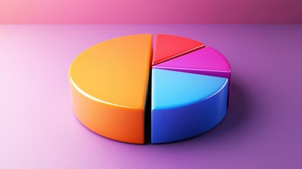 Obraz premium a colorful pie chart on a pink surface