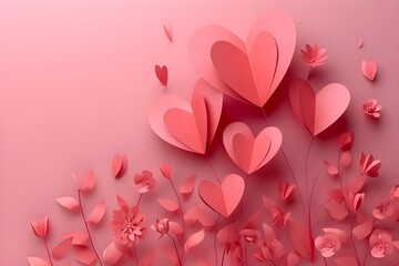 Romantic pink-red background with love sign