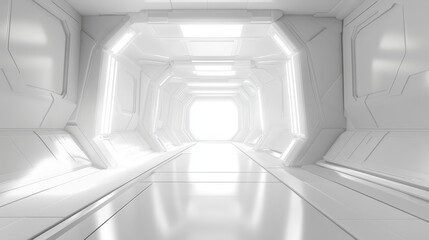Obraz premium Abstract 3D White Room with Bright Light, Futuristic Space Concept for Technology Background Use in Modern Design and Art Projects