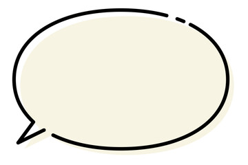 吹き出し　ベクター　楕円　黒縁　ベージュ