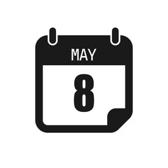 Vector icon page day calendar - 8 May month