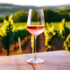 Pink Wine Glass Vineyard Sunset: Summer Drink