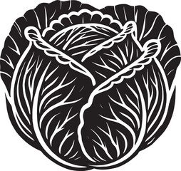 Cabbage organic vegetable silhouette vector illustration isolated on a white background