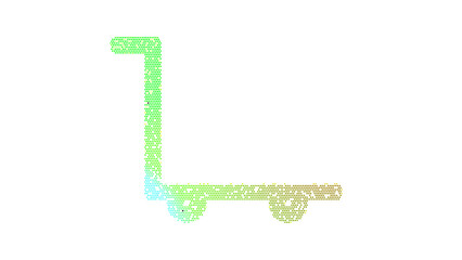 Icon dolly flatbed empty is made up of LED square shapes. There are bright diodes and there are black dead diodes