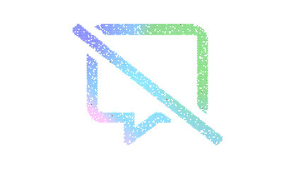 Icon comment slash is made up of LED square shapes. There are bright diodes and there are black dead diodes