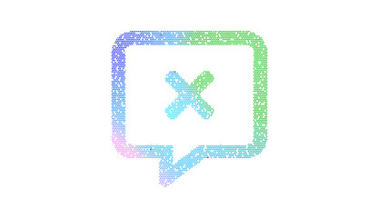 Fototapeta premium Icon comment times is made up of LED square shapes. There are bright diodes and there are black dead diodes