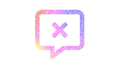 Fototapeta premium Icon comment times is made up of LED square shapes. There are bright diodes and there are black dead diodes