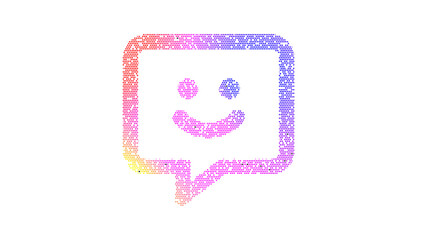 Icon comment smile is made up of LED square shapes. There are bright diodes and there are black dead diodes