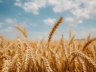 Fototapeta premium Field of Wheat with Blue Sky