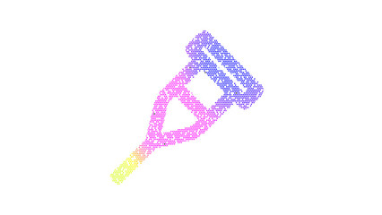 Icon crutch is made up of LED square shapes. There are bright diodes and there are black dead diodes