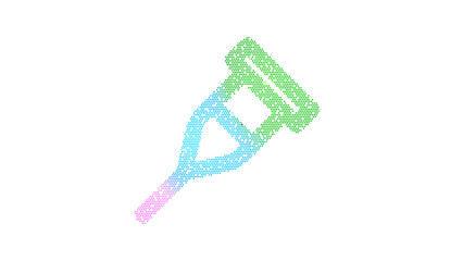 Icon crutch is made up of LED square shapes. There are bright diodes and there are black dead diodes