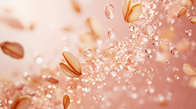 Radiant Dewy Background with Wheat Oat Extracts and Space for Text, Ideal for Skincare and Beauty Products