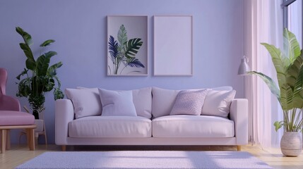 a living room with a couch and a chair