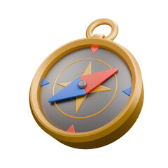 3d icon render golden compass