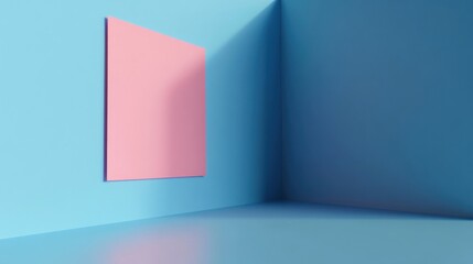a pink square is in a blue room