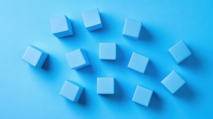 a group of blue cubes on a blue surface