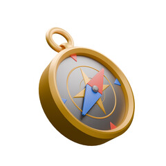 3d icon render golden compass