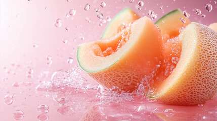 Minimalist Healthy Beauty Concept Highlighting Melon Extracts on a Glowing Clean Background