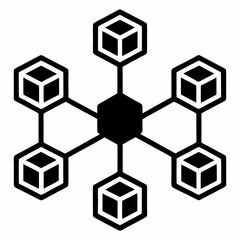 Blockchain Network Silhouette Vector Art