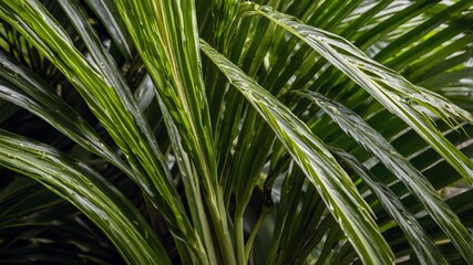 Veitchia Fronds in Detail: A Close-Up of Nature&rsquo;s Intricate Patterns and Lush Textures