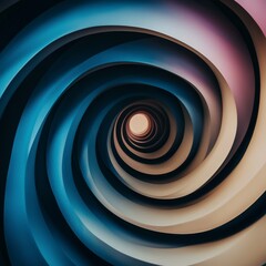 Fototapeta premium Abstract Swirling Spiral Design Blue Pink Hues 3D Art Modern Architecture Background T