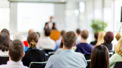 Business Workshop with Blurred Background: A blurred image of a business workshop setting, focusing on a speaker or trainer.

