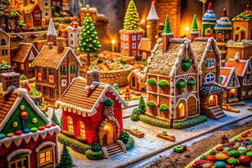 Naklejka premium Whimsical Pastry Metropolis: A Deliciously Detailed Cityscape