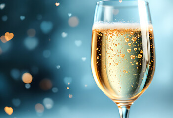 Champagne Flute: Sparkling Romance with Golden Hearts
