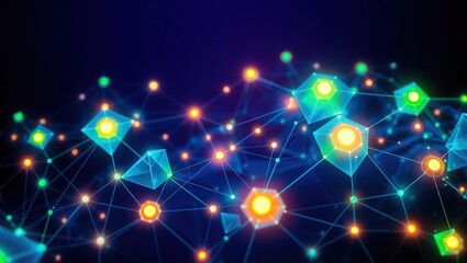 Abstract Network Of Illuminated Geometric Shapes