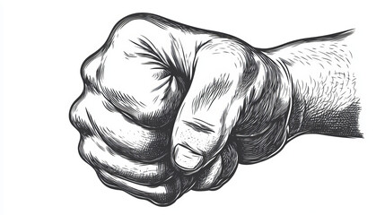 Hand in fist isolated cartoon glove hand arm, comic gesture. Vector arm with folded fingers, nonverbal communication sign. Raised hand with clenched fist, protest gesture. Revolution power strength