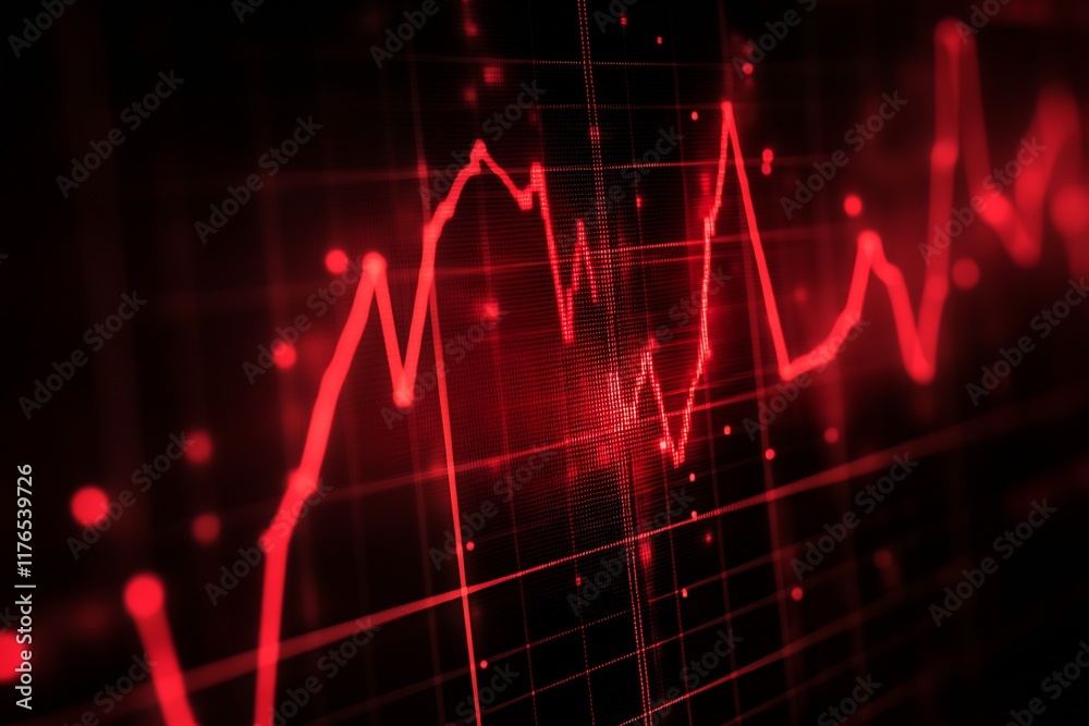 Fototapete dynamic red stock market graph showing fluctuating trends and economic data : generative ai
