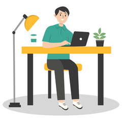 Programmer People Character. Creating Web and Application Development. Vector Illustration