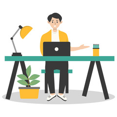 Programmer People Character. Creating Web and Application Development. Vector Illustration