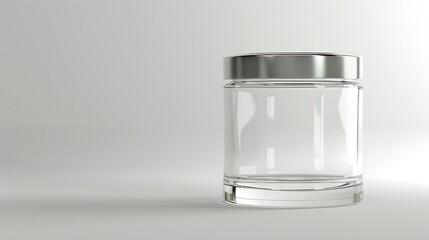 A classic clear glass jar on the beautifull empty background