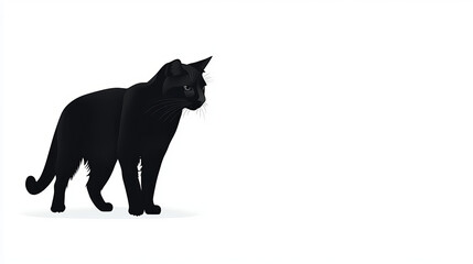 Black wild cat isolated on white background - abstract emblem. Jpeg version also available