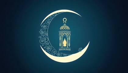 Fototapeta premium lantern and crescent moon