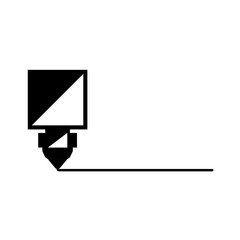3d printer extruder nozzle with filament logo minimal black and white illustration, ideal for technical presentations, engineering diagrams, or 3d printing-related educational materials.