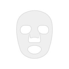 Translucent white hydrating cosmetic sheet mask for skincare vector mockup, promoting beauty, wellness, and facial care routines for healthy and glowing skin.