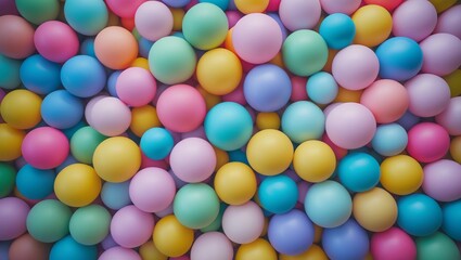 Fototapeta premium Colorful Pastel Balls Background for Kids Playroom or Party Decoration