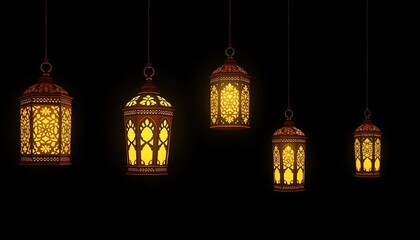 Fototapeta premium The hanging lantern lights up. Wallpaper ramadan. Eid. Kareem background. Puasa. Cover islamic design. 
