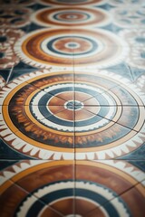 Naklejka premium Tiled Floor with Clock